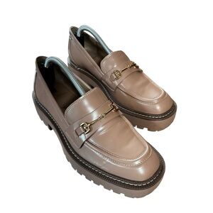 Sam Edelman 8 Maple Sugar Laurs Patent Leather Chunky Platform Lug Sole Loafers